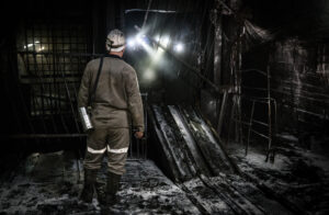 Miner in a coal mine